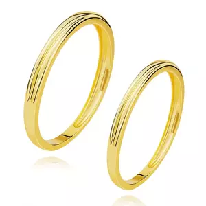 Verighete din aur galben de 14K - crestătură diagonală, umăr subțire - Marime inel: 49 imagine