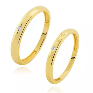 Verigheta din aur galben de 14K - zircon clar, inel de damă cu scris LOVE - Marime inel: 49 imagine