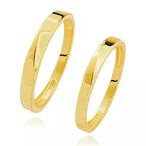 Verighete din aur galben de 14K - linie diagonală bizotată, umeri netezi - Marime inel: 49 imagine