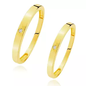 Verighete din aur galben de 14K - zirconiu transparent în decupaj triunghiular - Marime inel: 49 imagine