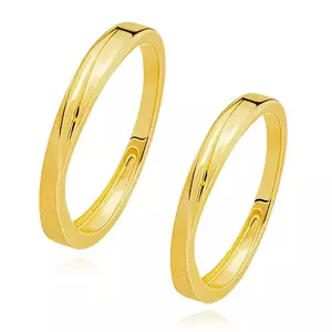 Verighete din aur galben de 14K - creastă diagonală, suprafață netedă și texturată - Marime inel: 49 imagine