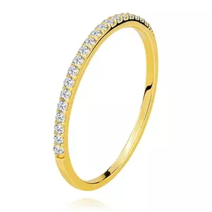 Inel din aur galben de 14K - rând de zirconii rotunde transparente - Marime inel: 49 imagine
