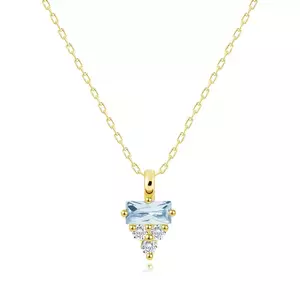 Colier din aur galben 375 - zircon dreptunghiular albastru, trei zirconii rotunde transparente imagine