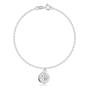 Brățară din argint 925 - busolă cu gravură, zircon transparent imagine