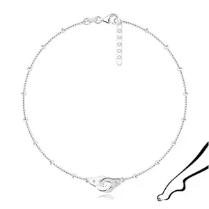 Brățară pentru picior din argint 925 - cătușe cu zirconii transparente, mărgele imagine