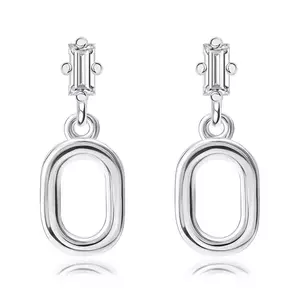 Cercei din argint 925 - zircon dreptunghiular, contur oval imagine