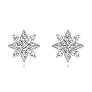 Cercei din argint 925 - Steaua Polaris cu zirconii transparente, știfturi imagine