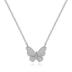 Colier din argint 925 - fluture cu aripi din zirconiu transparent imagine