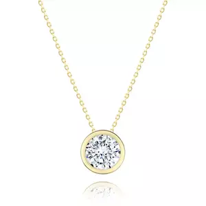 Colier din aur galben de 14K - zirconiu rotund transparent, lanț subțire imagine