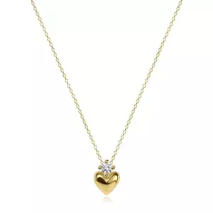 Colier din aur galben de 14K - clar strălucitor, inimă convexă netedă imagine
