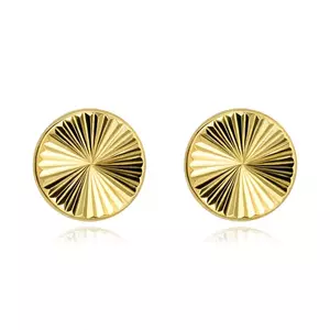 Cercei din aur de 14K cu design gravat cu raze de soare. imagine