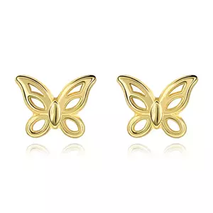 Cercei din aur de 14K fluture cu siluetă delicată a aripilor imagine