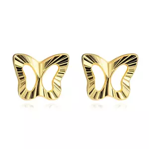 Cercei din aur de 14K fluture cu caneluri radiale imagine