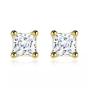 Cercei din aur de 14K cu zircon transparent în formă pătrată imagine