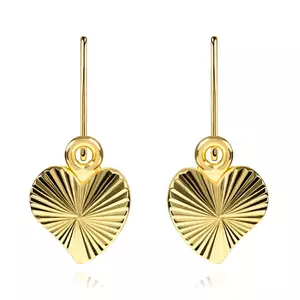 Cercei pentru copii din aur de 14K - inimă cu design cu raze de soare imagine