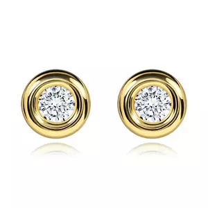 Cercei din aur de 14K cu zircon rotund imagine
