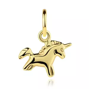 Pandantiv unicorn din aur de 14K cu coamă gravată imagine