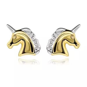 Cercei din aur de 14K în formă de cap de unicorn imagine