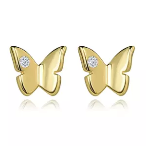 Cercei în formă de fluture din aur de 14K cu un zircon clar imagine