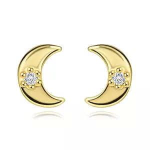 Cercei din aur de 14K în formă de lună cu zircon clar imagine