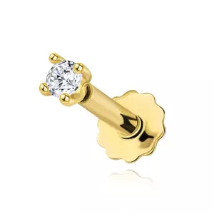 Piercing din aur de 14K cu zircon clar imagine
