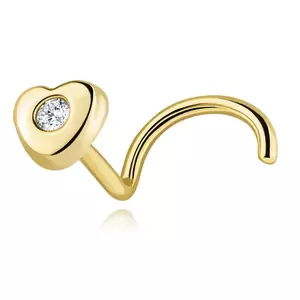 piercing nas de aur 14K inima cu strălucitor imagine