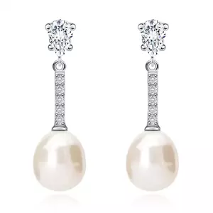 Cercei din aur de 14K cu perlă de cultură și zircon în formă de lacrimă imagine