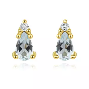 Cercei din aur de 14K cu topaz în formă de lacrimă și diamant imagine