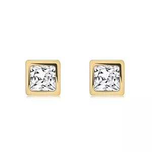 Cercei din aur de 14K în formă de cub cu zircon clar imagine