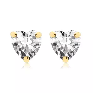 Cercei din aur de 14K în formă de inimă cu zircon clar imagine