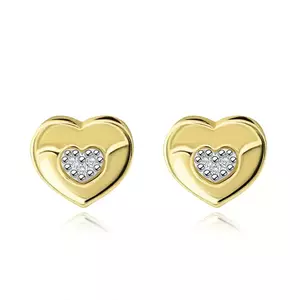 Cercei din aur de 14K în formă de inimă cu diamante imagine