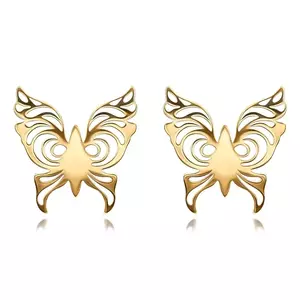 Cercei din aur de 14K în formă de fluture cu aripi decupate imagine