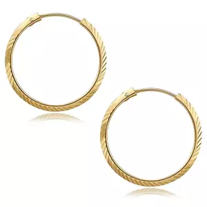 Cercei din aur de 14K cu gravură laterală fină, 20 mm imagine