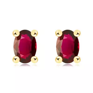 Cercei din aur de 14K cu rubin natural oval imagine