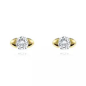 Cercei din aur de 14K cu zircon clar imagine