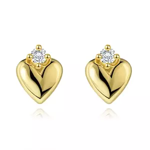 Cercei din aur de 14K cu o inimă convexă și diamant imagine
