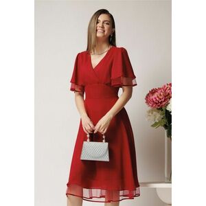Rochie eleganta din voal bordo cu insertii din fir lurex imagine