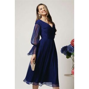 Rochie Leonard Collection de ocazie din matase naturala bleumarin imagine