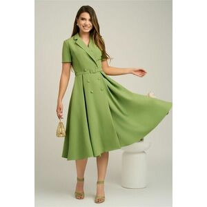 Rochie DY Fashion din stofa verde cu nasturi si curea in talie imagine