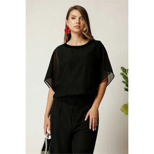 Bluza negra din voal lejera cu banda elastica si lurex imagine
