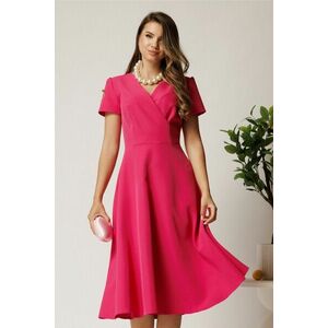 Rochie midi fucsia din voal in clos cu decolteu petrecut imagine