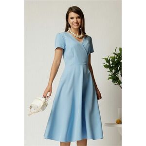 Rochie midi blue din voal in clos cu decolteu petrecut imagine