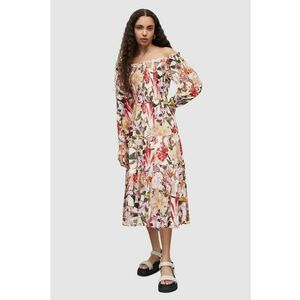 Rochie cu decolteu pe umeri si model floral imagine