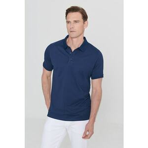 Tricou polo slim fit cu fenta cu nasturi imagine