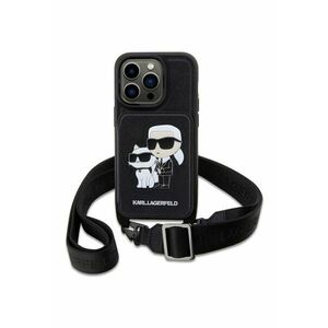 Husa de protectie Saffiano Crossbody Karl and Choupette NFT pentru iPhone 14 Pro - Negru imagine