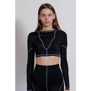 Bluza crop cu cusaturi contrastante imagine