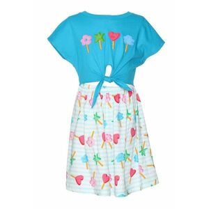 Rochie cu imprimeu grafic si snururi frontale imagine