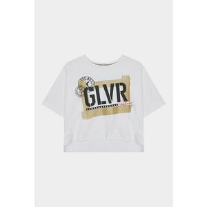 Tricou cu imprimeu logo si maneci cazute imagine