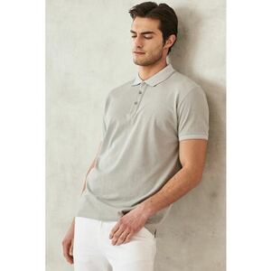 Tricou polo slim fit cu fenta cu nasturi imagine