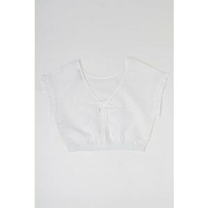 Bluza crop din amestec de in si bumbac cu maneci scurte imagine
